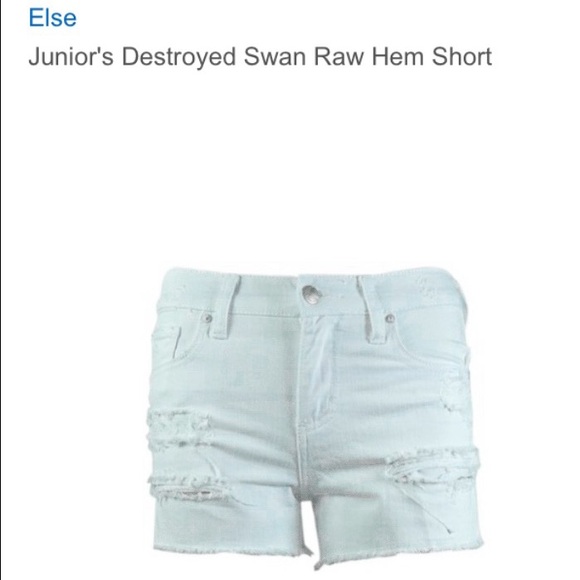 NWT $48 ELSE Distressed Destroyed Denim Shorts 2.5” Inseam Factory Cut-Off WHITE - Picture 4 of 9